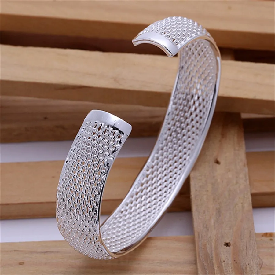 Nieuwe 925 Sterling Zilveren Armbanden Voor Vrouwen Elegante Net Bangle Verstelbare Sieraden Mode Meisje Student Kerstcadeaus