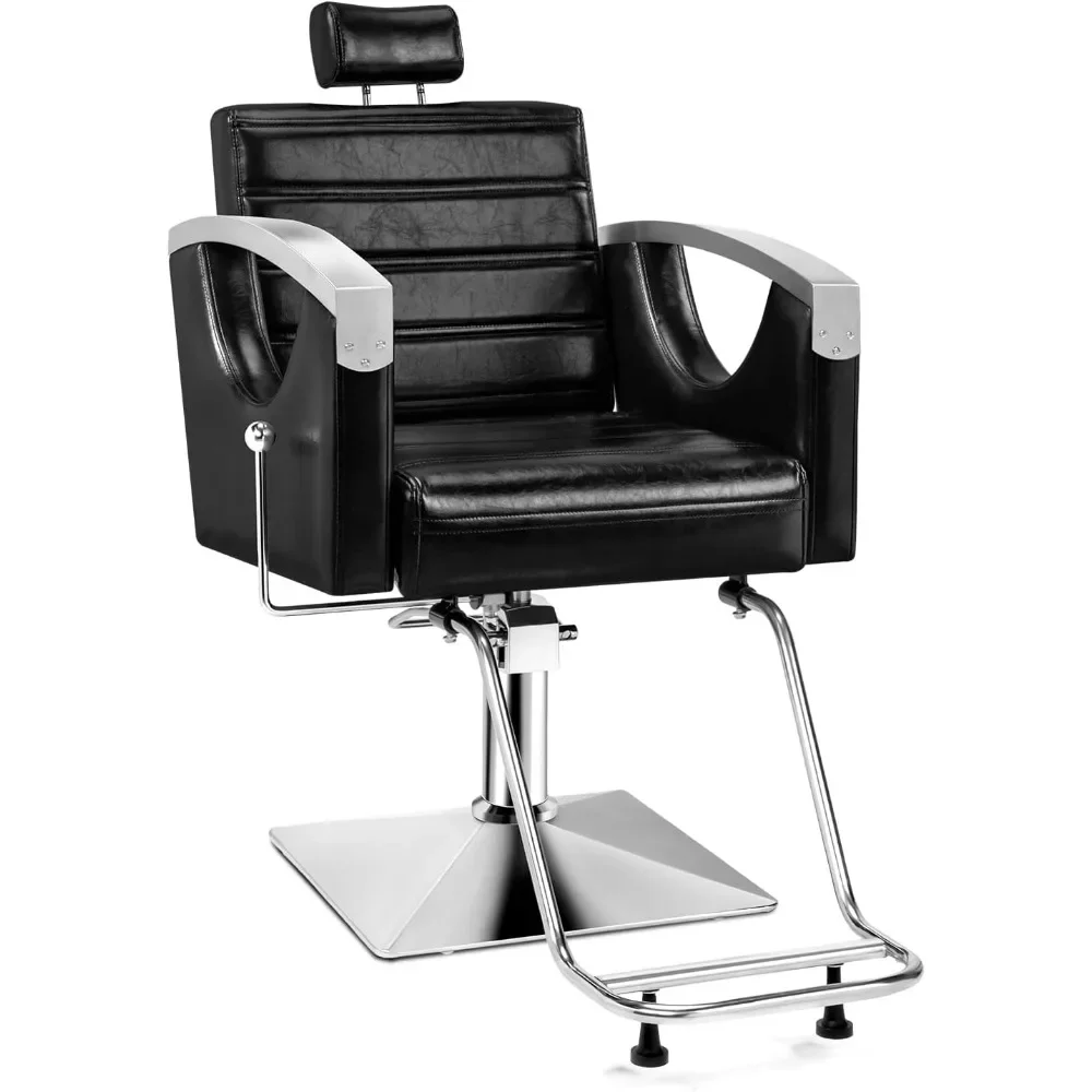 XMSJ-Silla de barbero giratoria de 360 °, sillas de peluquería multifuncionales con respaldo reclinable, sillas de barbero hidráulicas, silla de salón