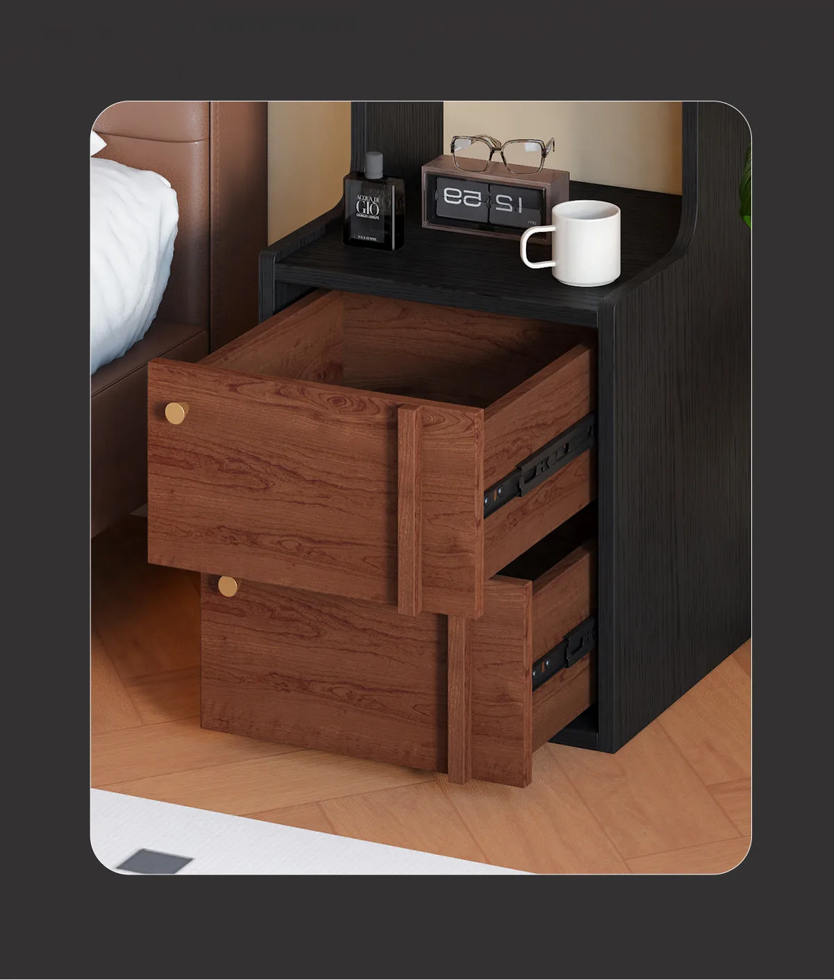 LLMM removable bedside table antique household bedroom bedside solid wood rack
