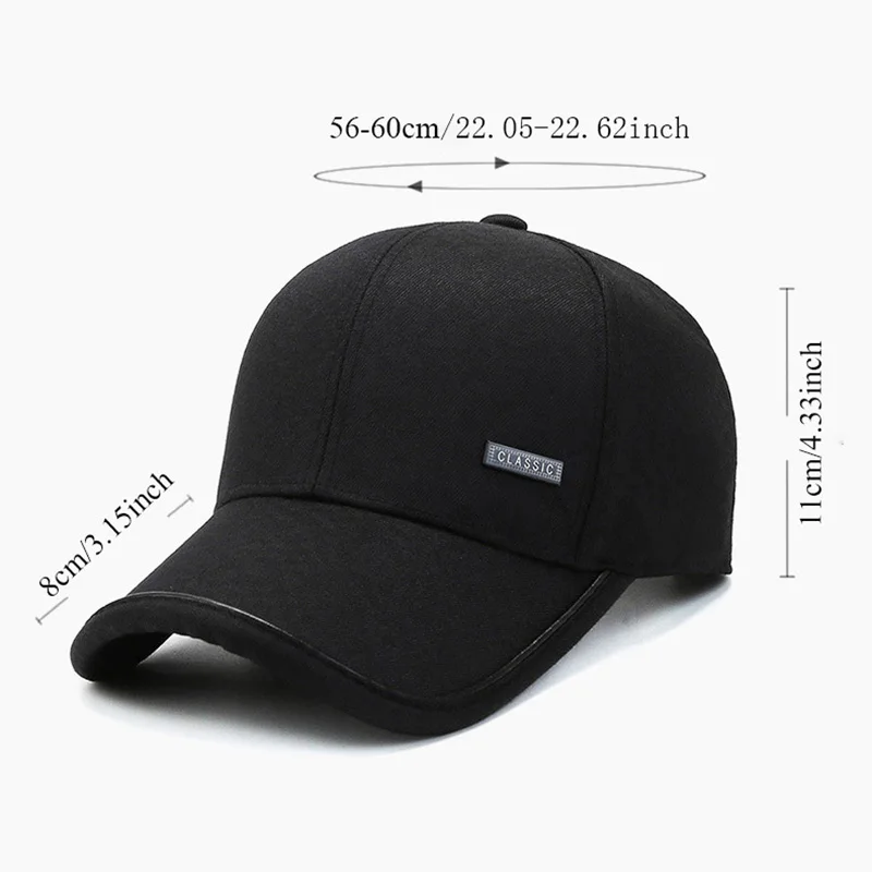 Winter Warm Men Fashion Baseball Cap Wild Sunshade Sun Hat Cotton Warm Hats Male Bone Mens Adjustable Fitted Thicker Cap