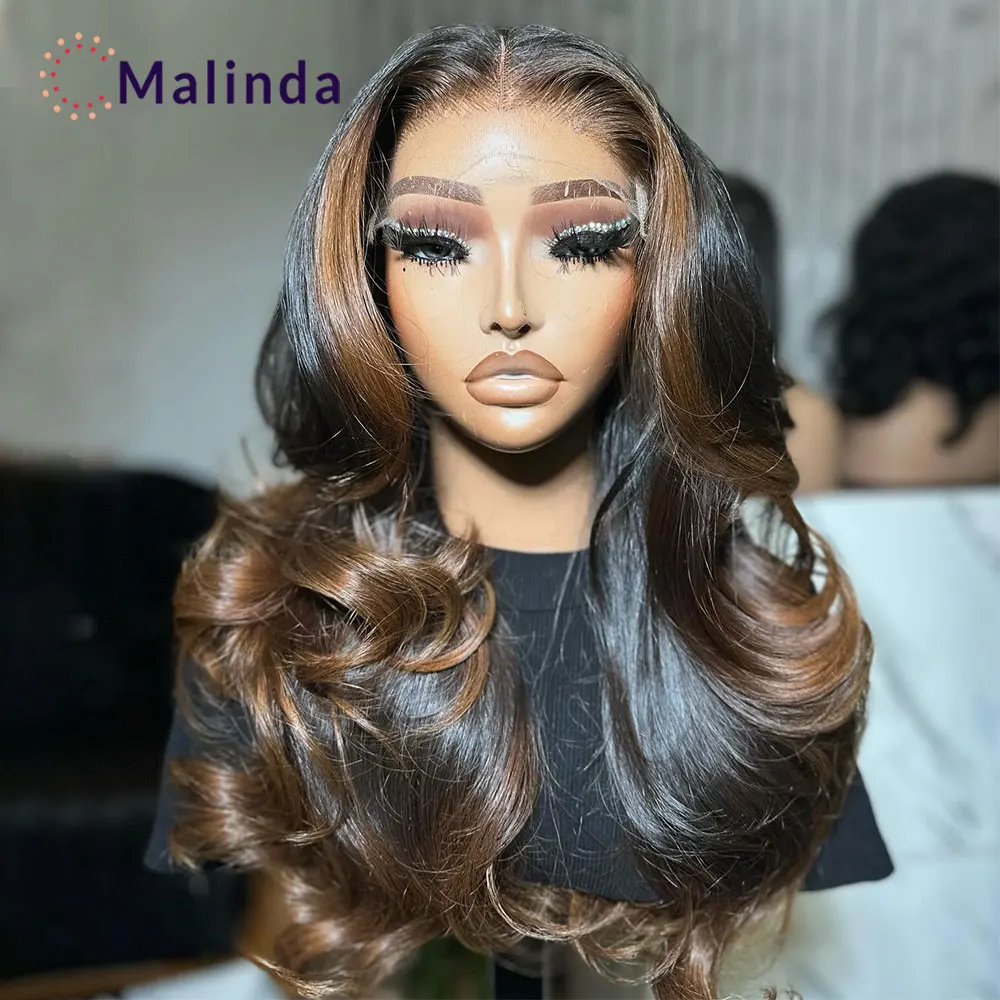 

13x6 Lace Front Wigs Human Hair 250% Density Ombre Human Hair Pre Plucked Chocolate Brown Lace Front Wig 4x4 Lace Closure Wig