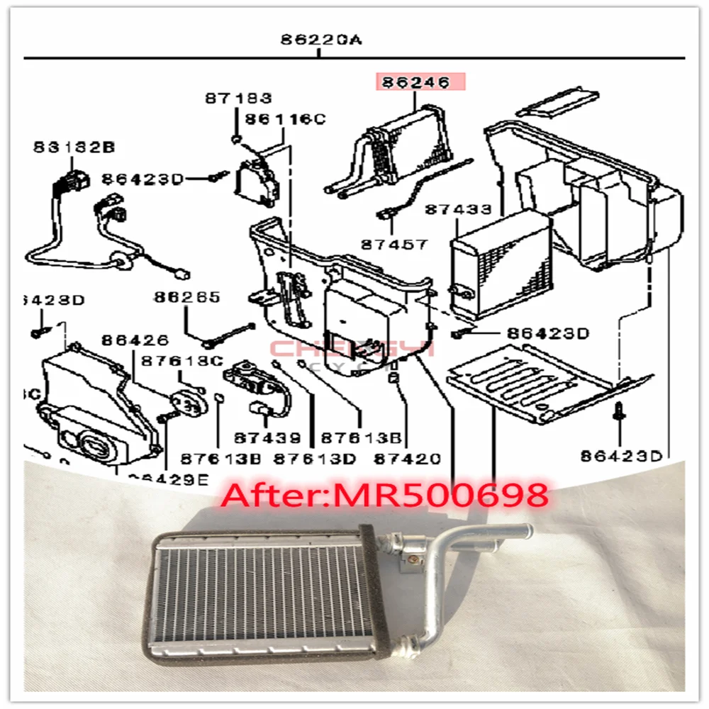 Front Heating Water Tank After Heater Core Radiator Warm Air Water Tank For Pajero Montero V73W V77W V93W V97W MR500659 MR500698