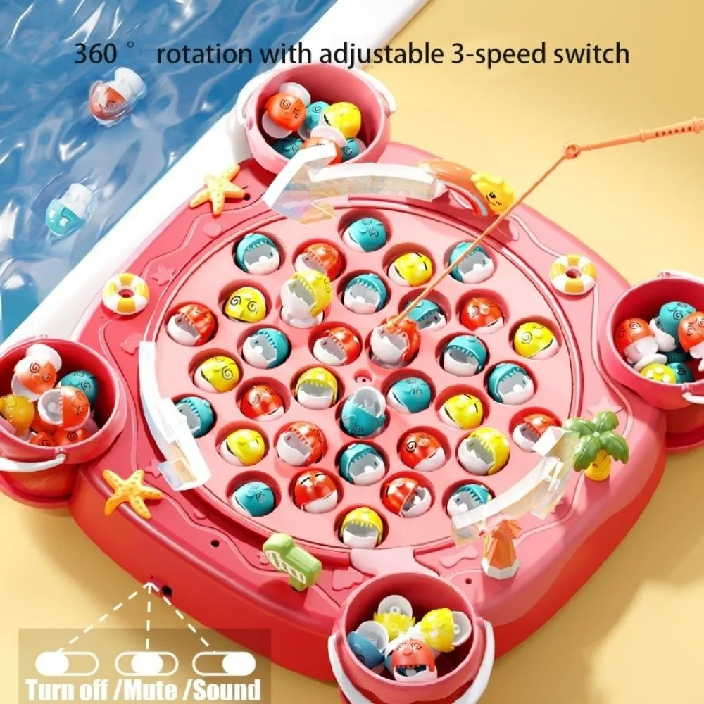 Creativo Ha musica Gioco di pesca magnetico Pesce colorato Design interattivo Gioco di filatura Canna da pesce Età 3+ Giocattolo educativo