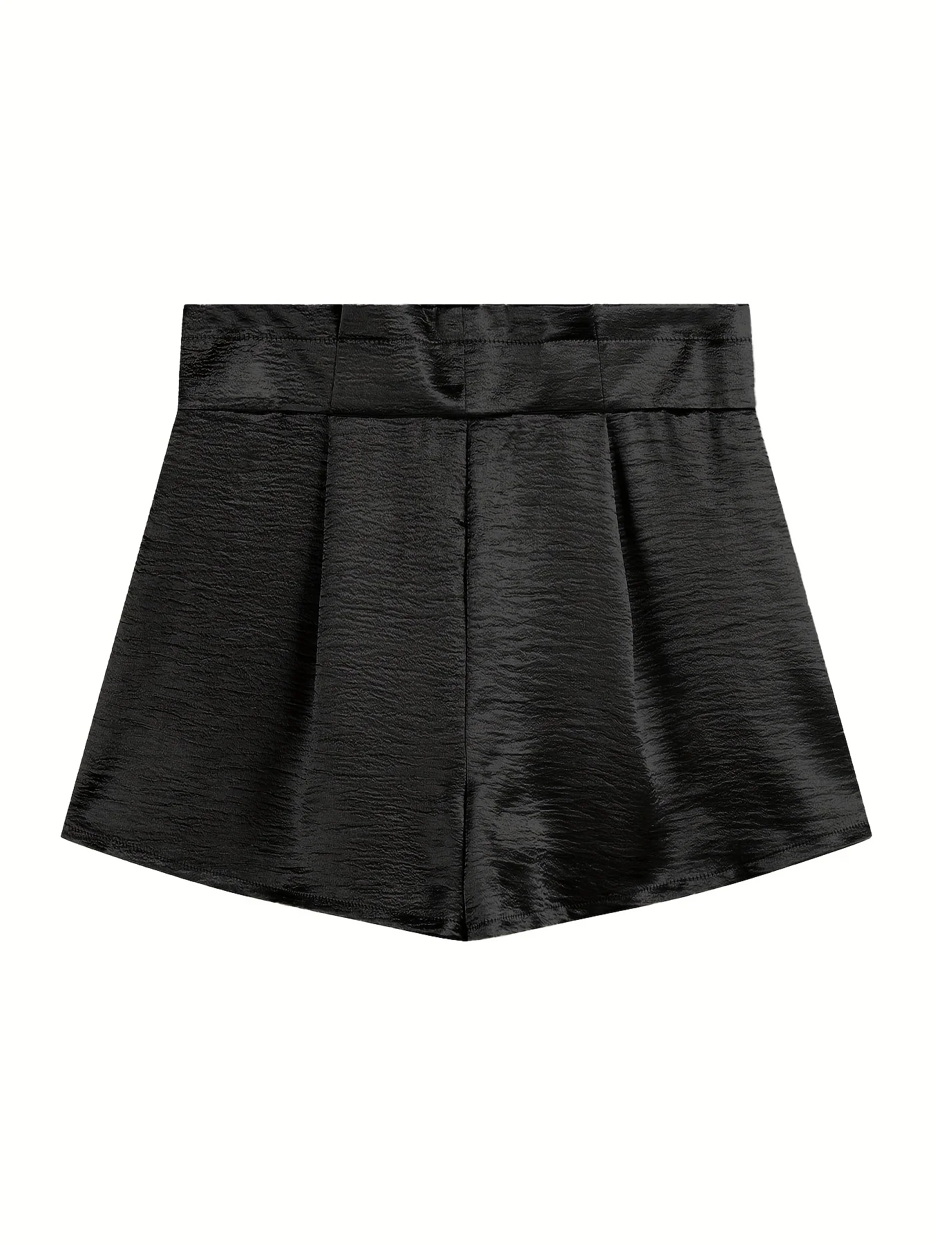 

Женские атласные шорты с высокой талией - плиссированные, с широкими штанинами, повседневные и элегантные шорты