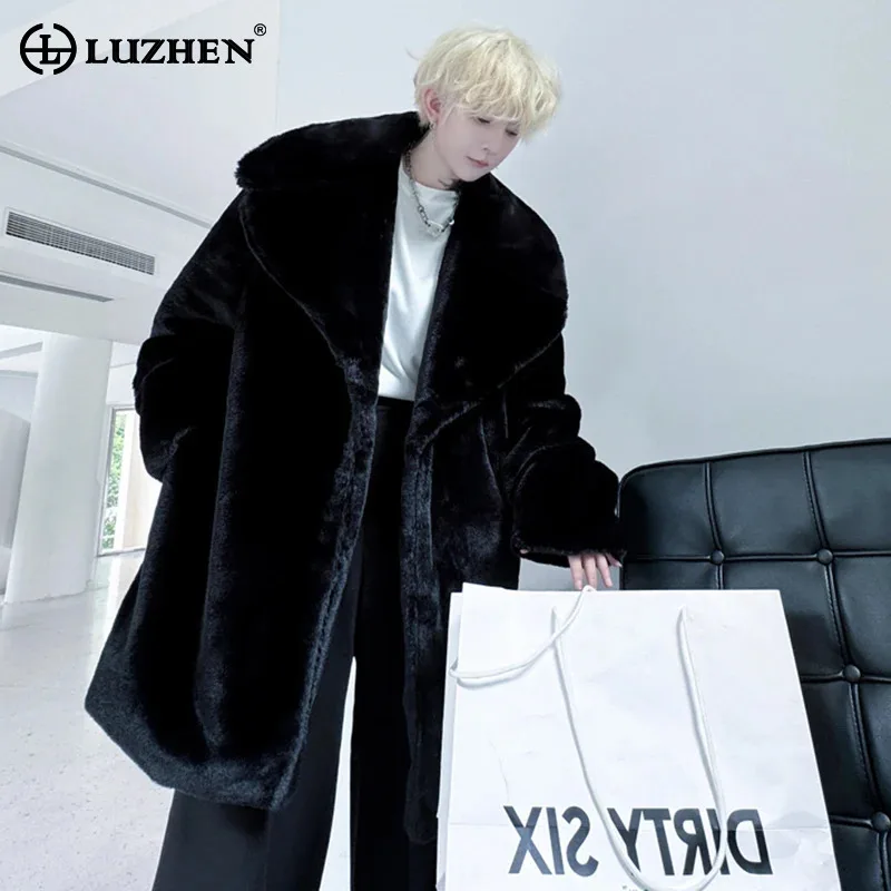 

LUZHEN Clothing Fur 2024 Warm Imitation New Coat Winter High-end Temperament Elegance Trendy Designer Men'sLong Jackets JY4674