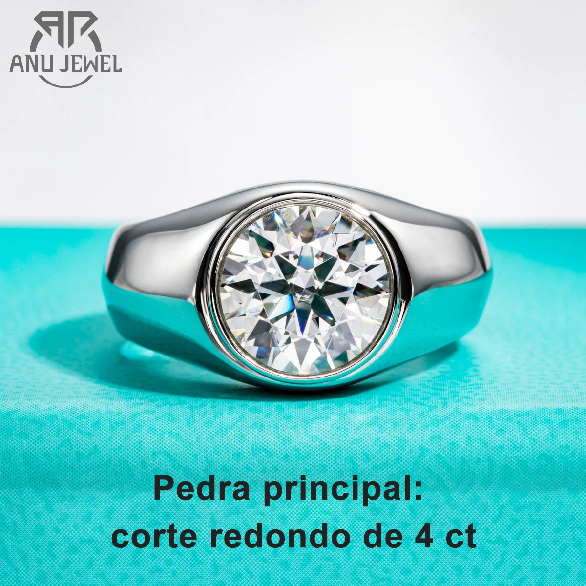 AnuJewel 4ct D Color Moissanite Men Rings 18K Gold Plated Silver Engagement Bezel Rings For Men Factory Jewelry Wholesale