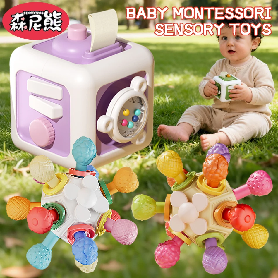 

SENNIXIONG Montessori Sensory Busy Board Baby Practice Skills Drawer Switches Manhattan Ball Educational Toys for Toddler Gift