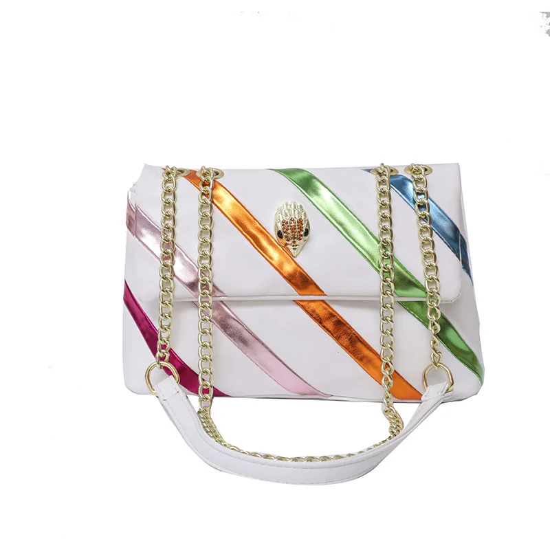 bolsas de ombro para mulheres cabeca de passaro corrente de metal arco iris correspondencia bolsas de mensageiro feminino bolsas de luxo designers de marca moda 01