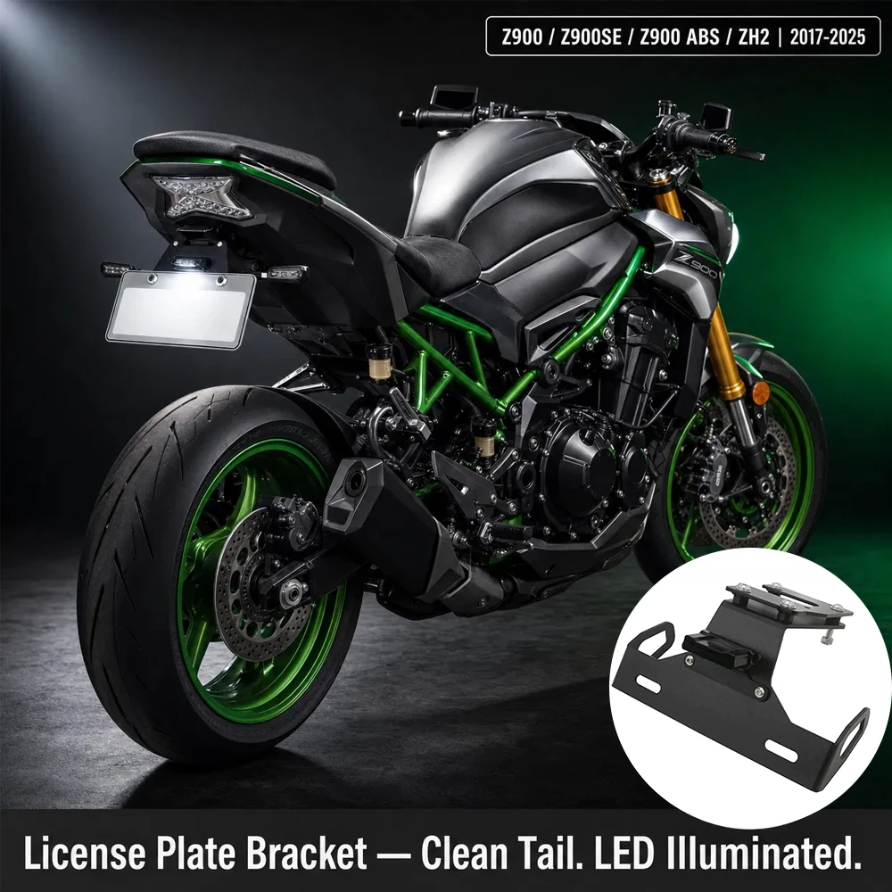 

2025 Z 900 License Holder LED Light Motorcycle Fender Eliminator Tail Number Plate Bracket For KAWASAKI Z900/SE 2017-2022 2021
