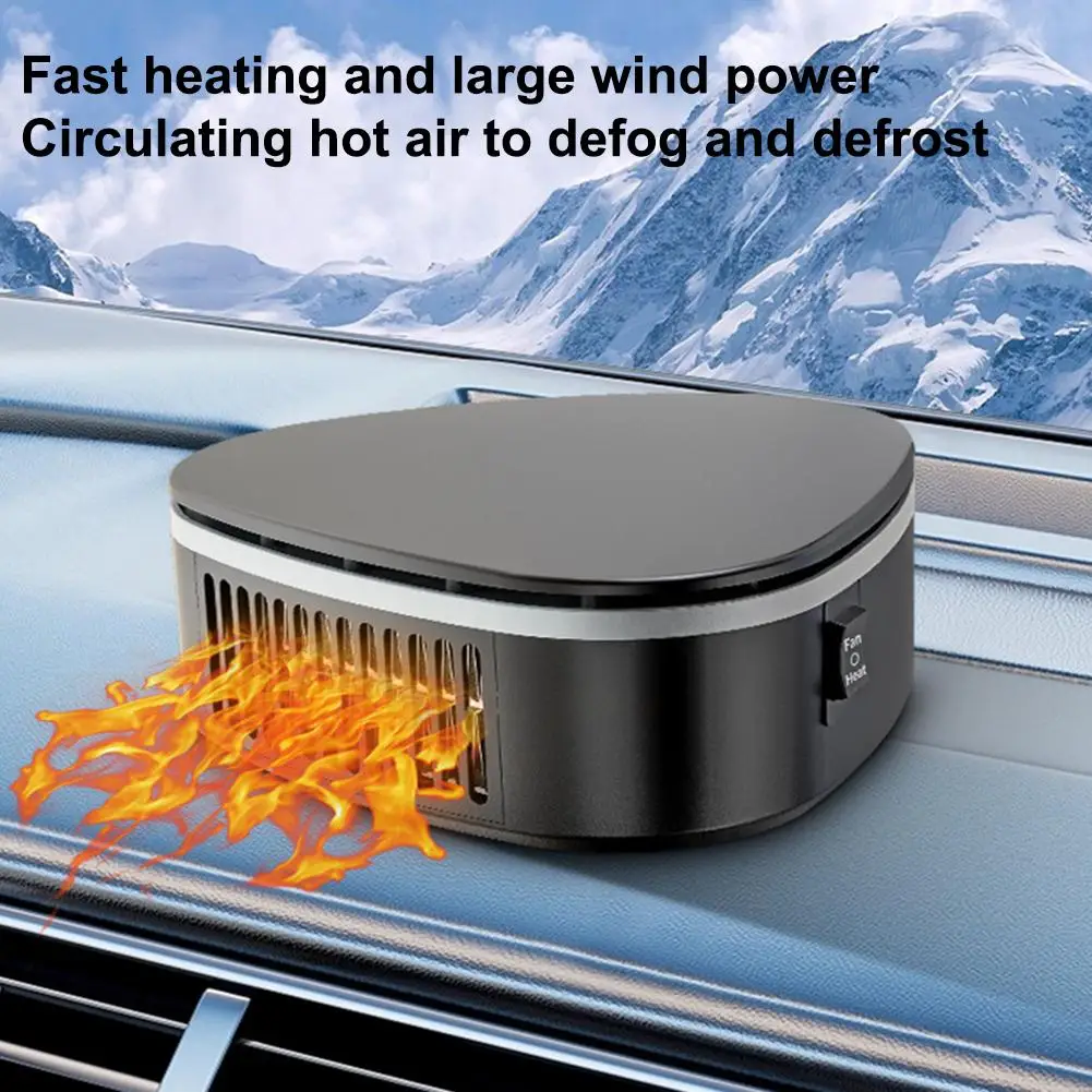 Car Heater 12V Windshield Defrosting Defogging Fan Winter Heating Cooling Fan 360° Adjustable Heating Fan With Suction Cup