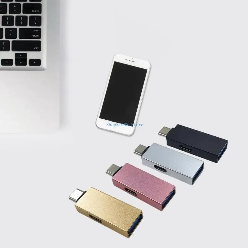 

L4MA Portable USB C Converter USB C Male to USB+USB C Female Adapter High Speed Data Transfer for Cellphone Laptop PC