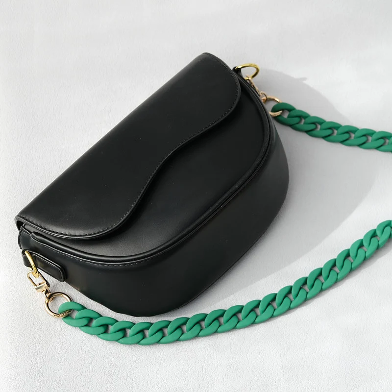 New Fashion Woman Handbag Accessory Chain Matte Candy Green Blue Resin Chain Frosted Strap Women Clutch Shoulder Purse Chain