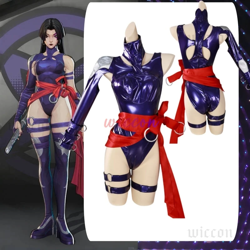 

Rivals Psylocke Cosplay Costume Fantastic Women PU Jumpsuit for Female Disguise Fantasy Halloween Carnival Party Outfits