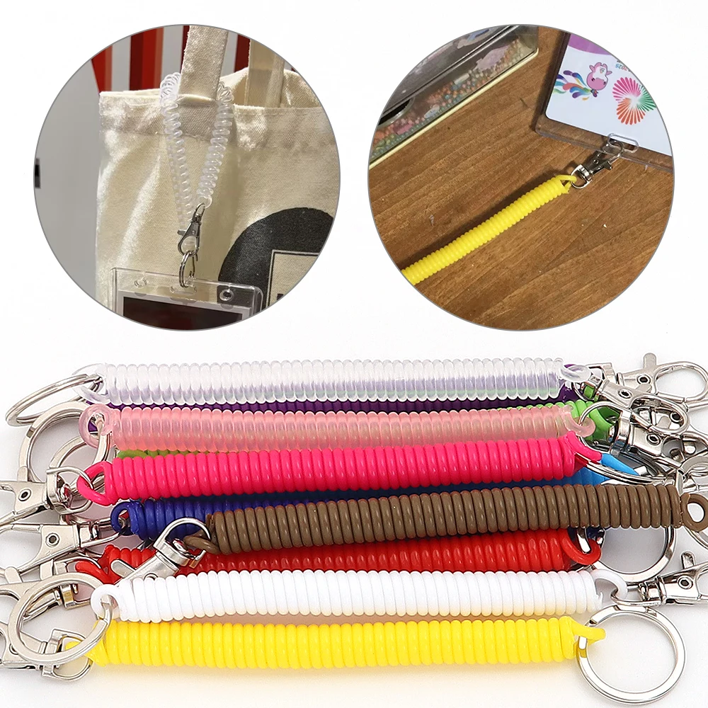 5 Stück EVA Dehnbarer Elastischer Einziehbarer Schlüsselanhänger Handgelenk-Spiralfeder-Stretch-Lanyard Schlüsselkette Diebstahlsicherer Schlüsselhalter – Detail 2