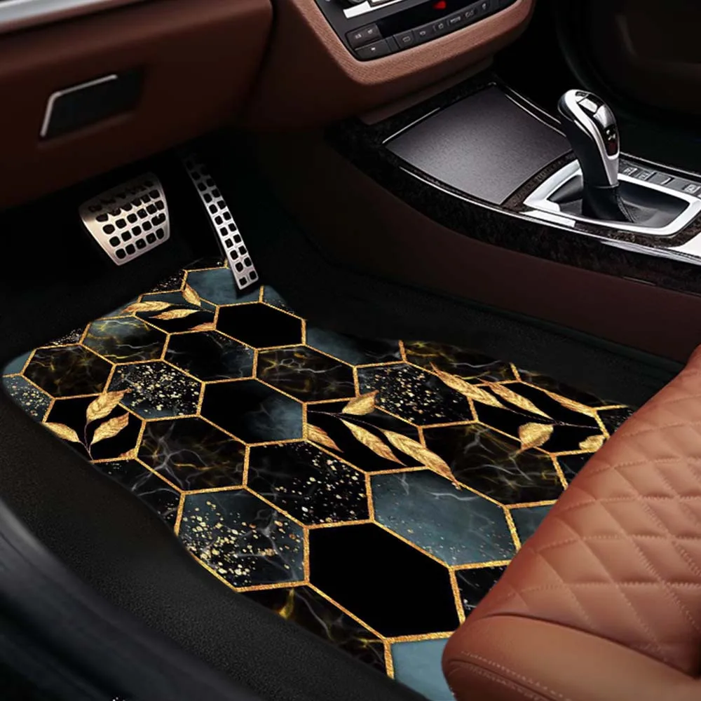 4pcs Classic Marble Car Front And Rear Seat Mats Digital Printed Mats For Car Interior Suitable For All Car Models Accessories P