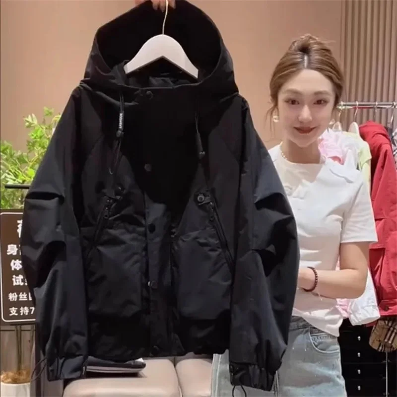 2025 Spring Explosions Windbreaker Women's Jackets Autumn New European Short Coats Fashion Casual Outcoat Hooded Ladies Overcoat