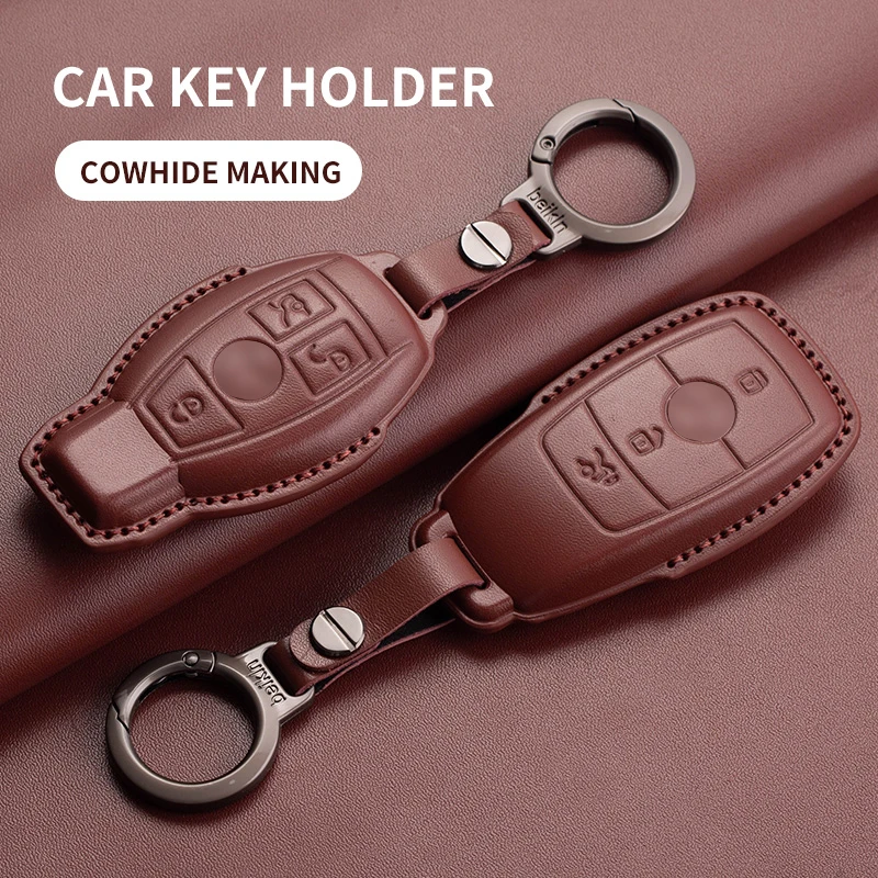 

Leather Car Remote Key Case Cover for Mercedes Benz e300l a200l c260l glc220 glb220 gle350 Vito E C A GLC GLE GLB Class
