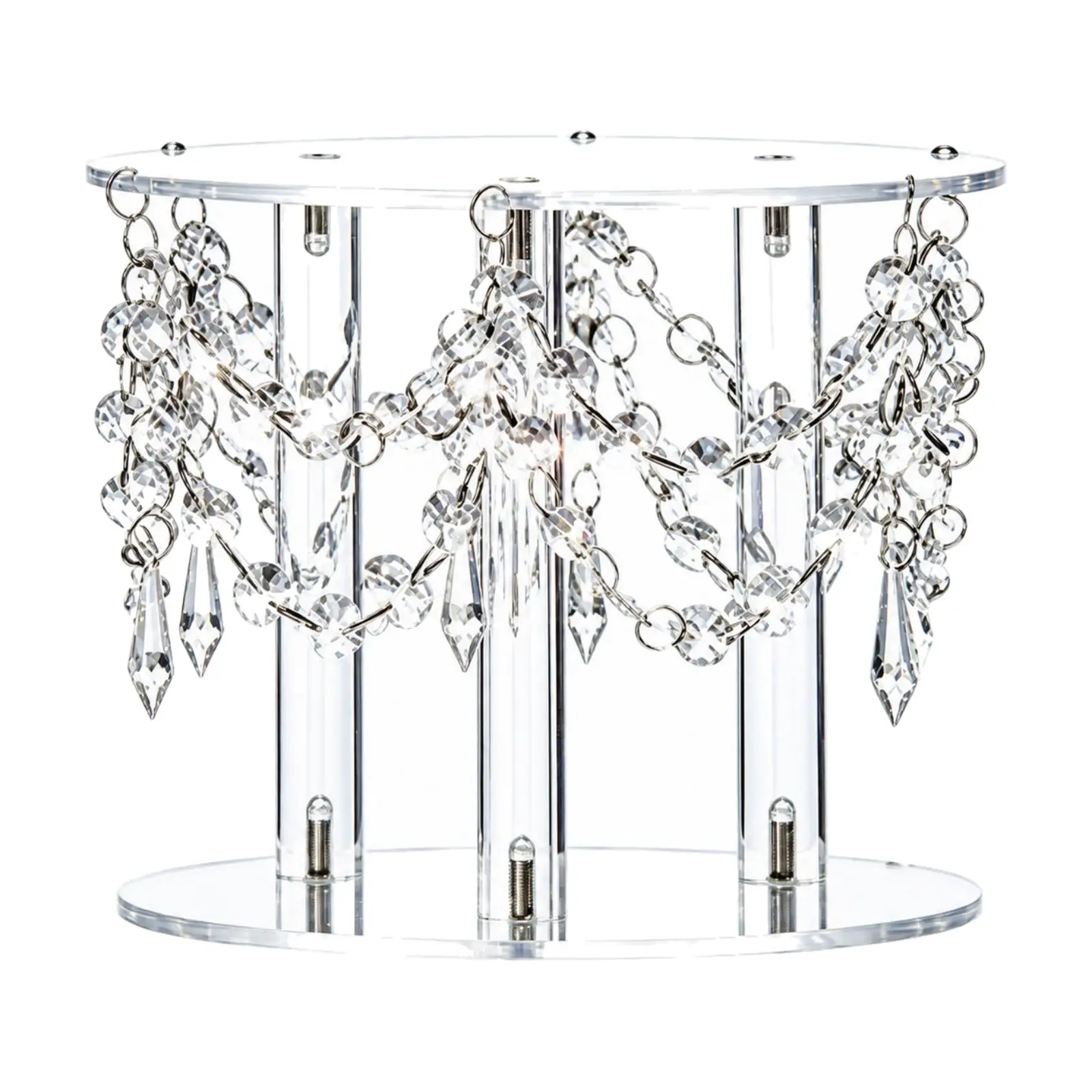 Transparent Acrylic Dessert Stand with Hanging Bead Ornaments for Cakes Pastries and Party Treats