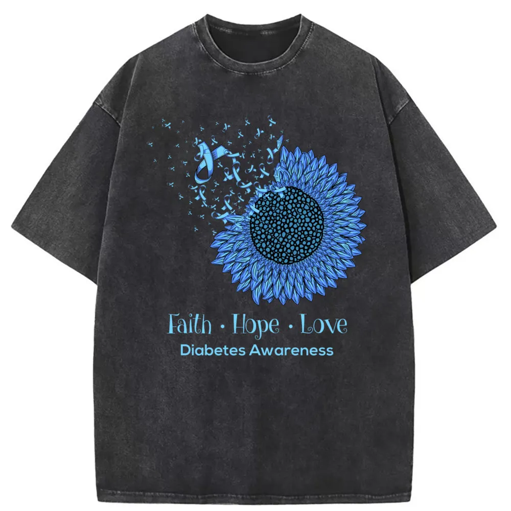 Sunflower Faith Hope Love Diabetes Sweatshirts Christmas Day Tshirts Men Long Sleeve 2023 Customized Tshirt Comfortable Tshirts