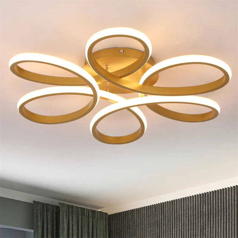 Modern Ring Ceiling Lamp Acrylic Indoor Chandeliers For Dining Room Lamp Crystal Chandelier Led Plafon For Home Simpl Dimmer