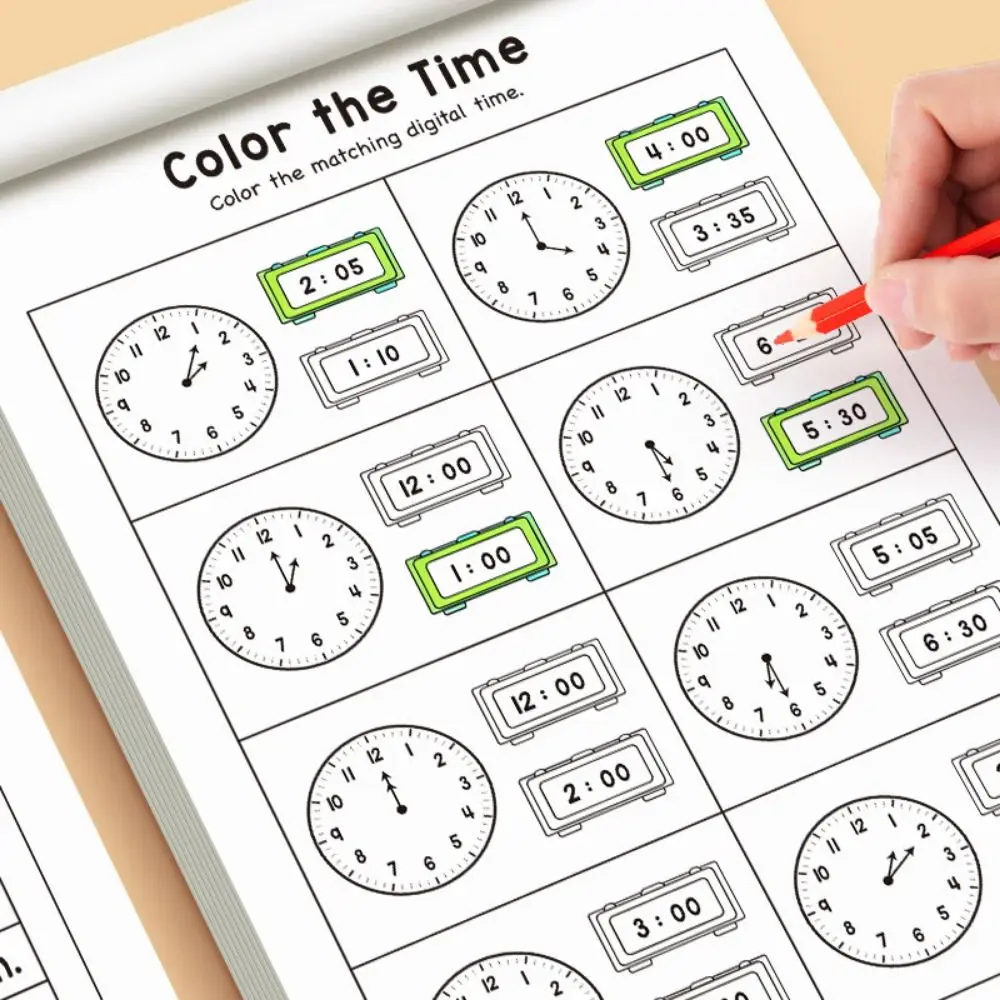 Early Education Telling Time Practice Book Interactive Learning Time Learning Training Cards Time Conversion Math Exercises