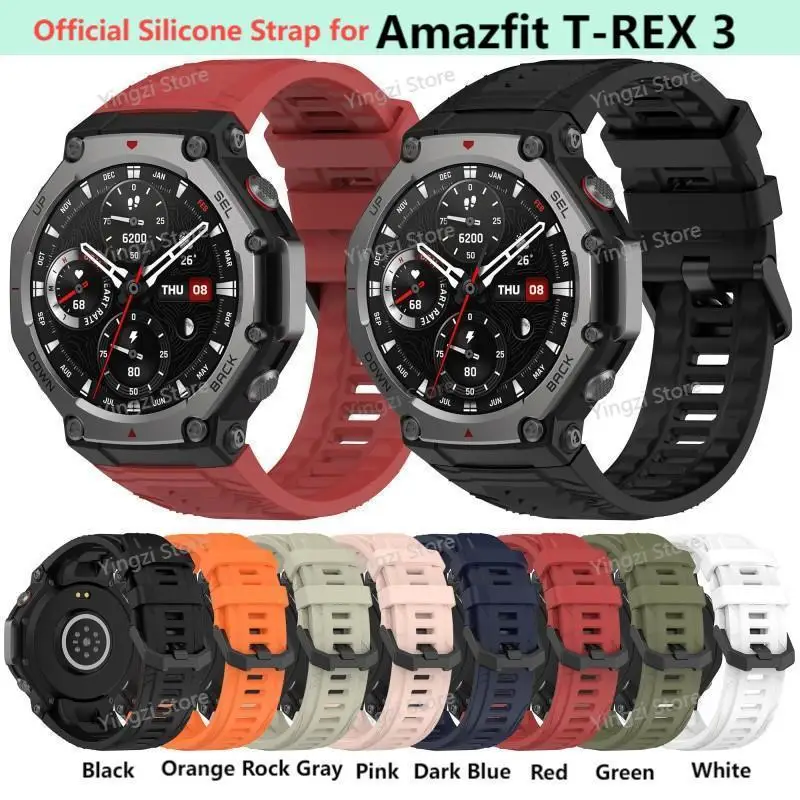 Official Silicone Strap for Huami Amazfit T-REX 3 Smart Watch Strap Watchband T-Rex3 Sport Wristband With Tool  Bracelet Accesso