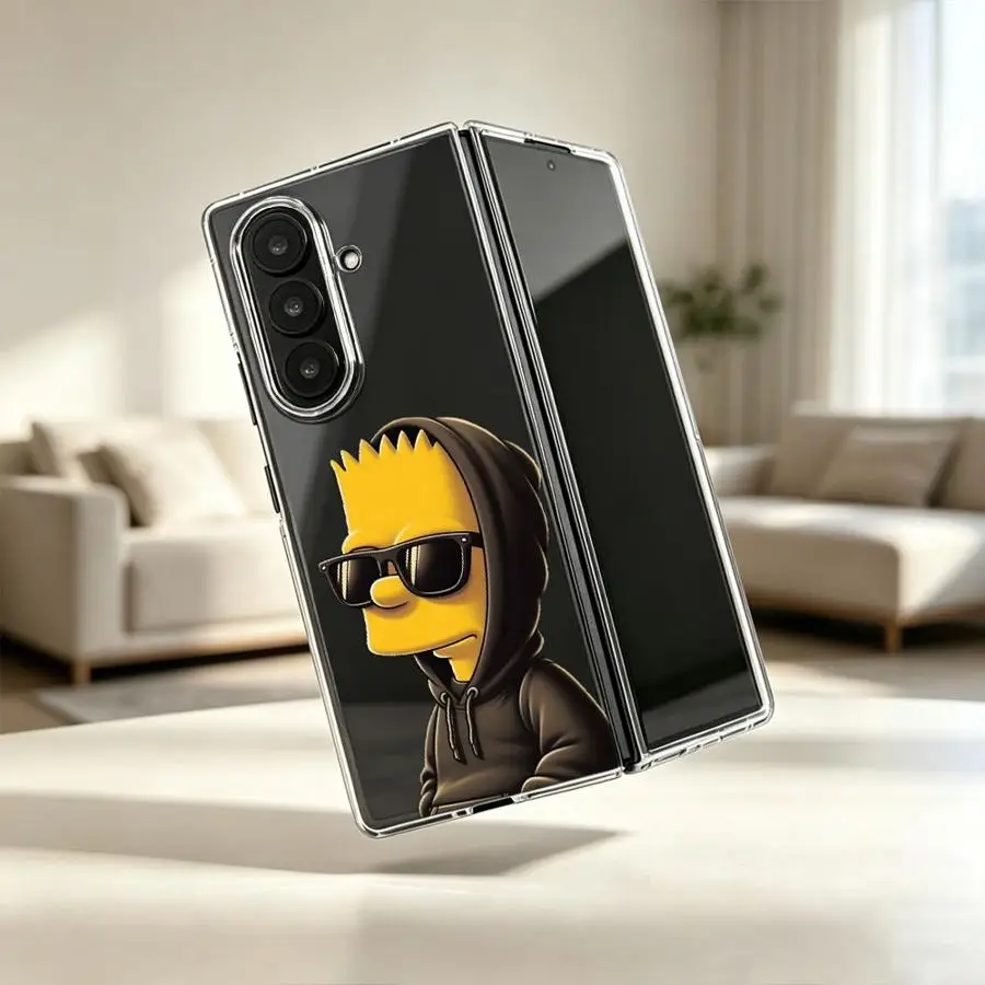Hot Cute Simpson Case for Samsung Galaxy Z Fold 8 Ultra ZFold7 Z Fold 7 6 5 4 3 ZFold3 ZFold6 ZFold4 ZFold5 Transparent Soft