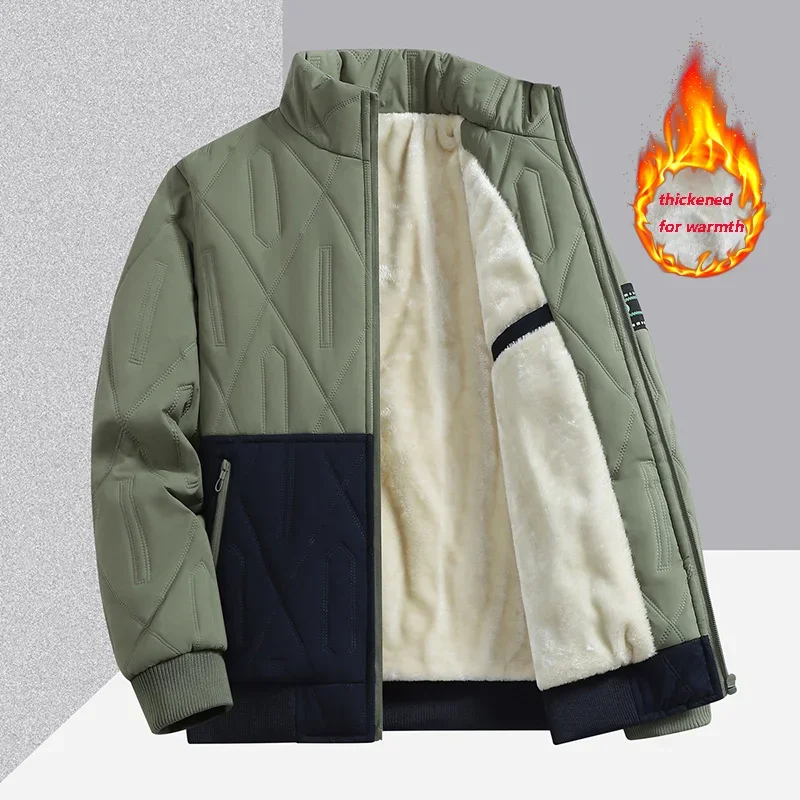 

Men's Lined and Thickened Cotton Jacket for Autumn and Winter Outdoor Sports Thick Warm Standing Collar Cotton Jacket Durable