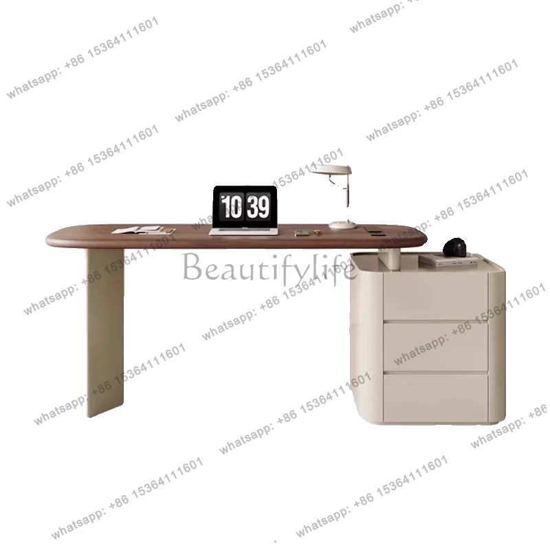 D14Modern minimalist desk household high-end saddle leather writing desk light luxury computer desk