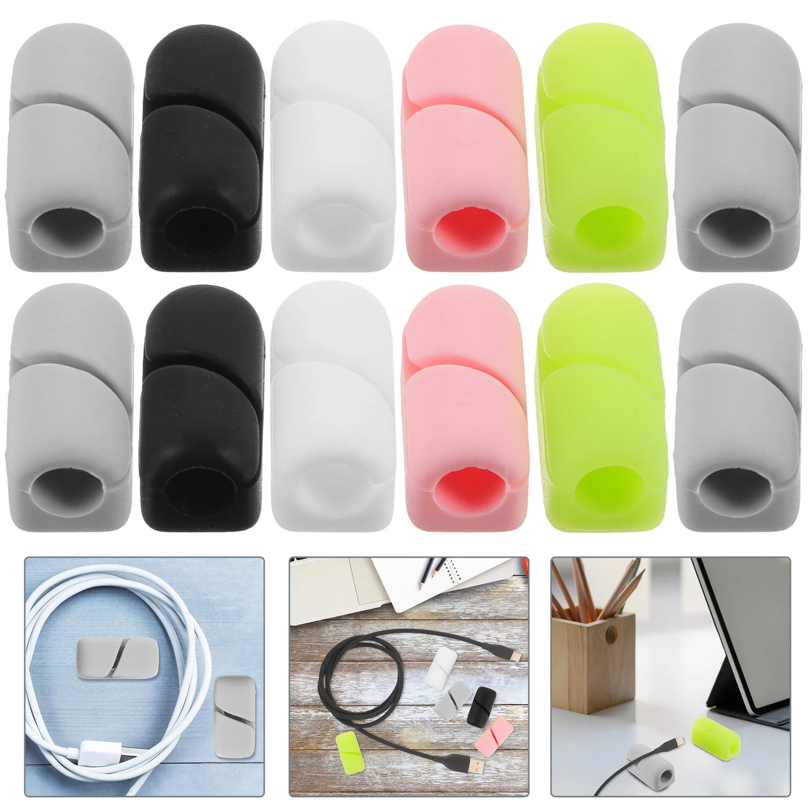 

12 Pcs Cable Management Clip Wire Clips Silica Gel Tidy Self-adhesive Cord