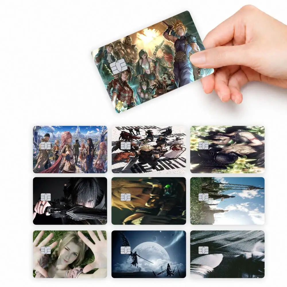 Game F-Final Fantasy  4pcs Credit Card Skin Stickers Suitable for Bank  Transit Pass Decorative Cover