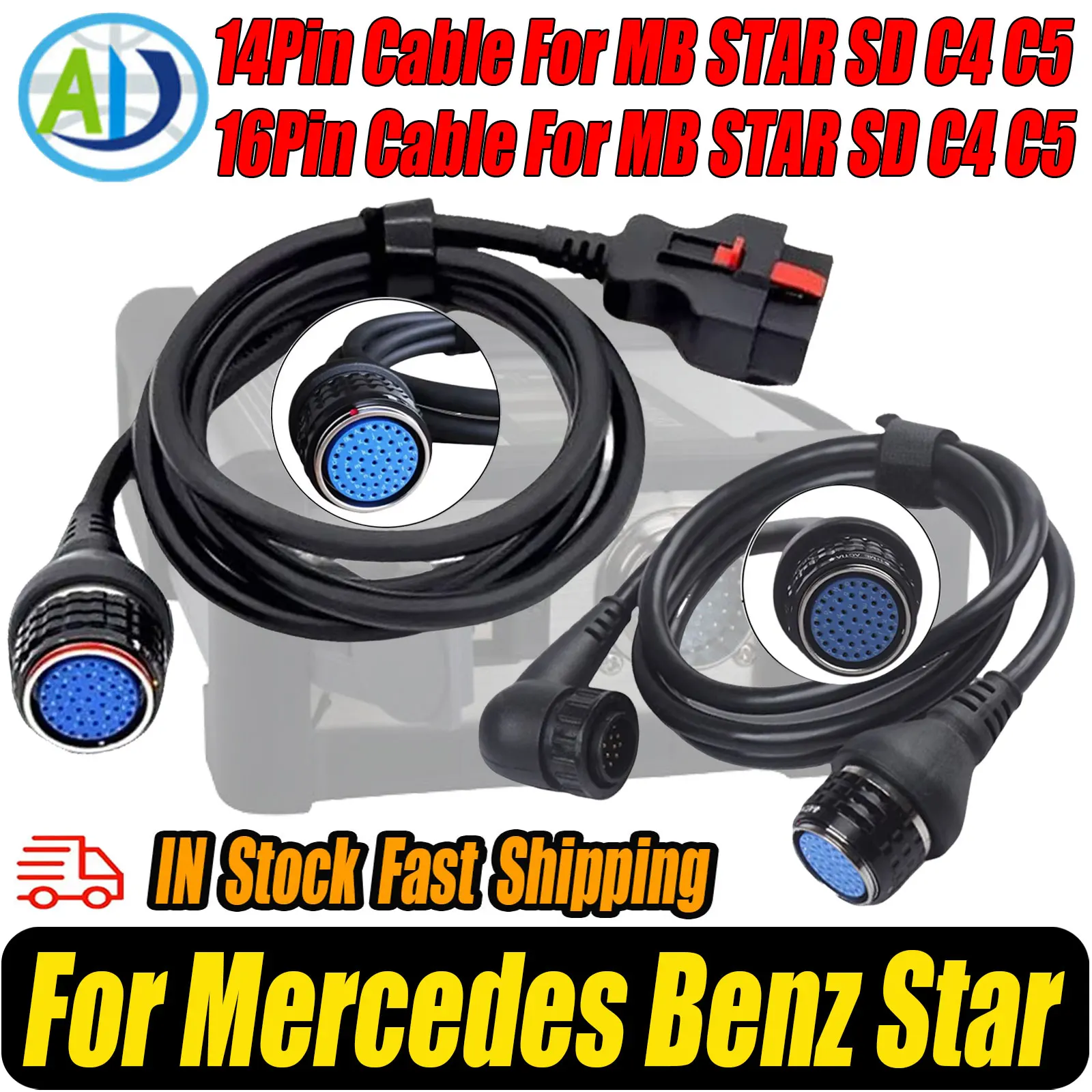 14Pin to 38Pin For MB Star SD C4 C5 Diagnostic Scanner Connector 16Pin to 38Pin For Mercedes Benz Diagnostic OBD2 Adapter Cable