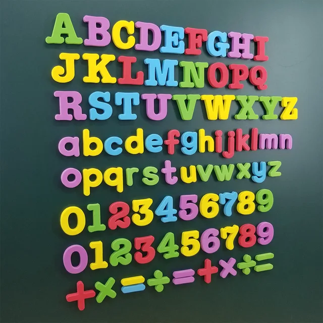 Magnetyczne litery cyfry alfabet ABC 123 magnesy na lodówkę plastikowe edukacyjne przedszkole nauka zestaw zabawek wielkie małe litery matematyka