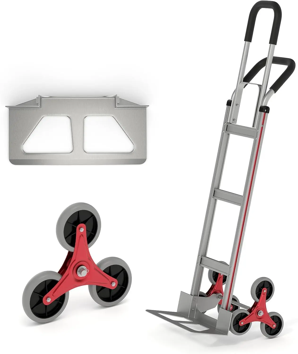 Tacleekii 2-in-1 Heavy Duty Stair Climbing Hand Truck, 650Lbs Capacity Foldable Luggage Utility Cart Folding Hand Truck Telescopic for Warehouse Transport Moving