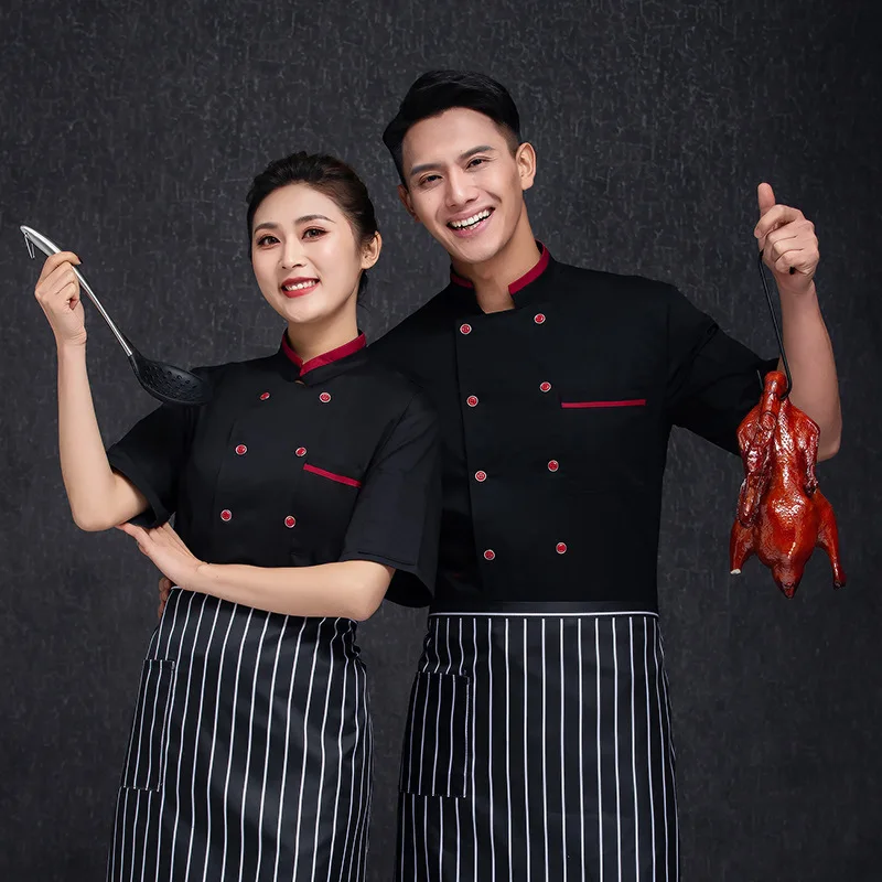 Chef Overalls Men'S Short Sleeve Breathable Hotel Western Baking Restaurant Rear Kitchen White Large Size Women'S Che