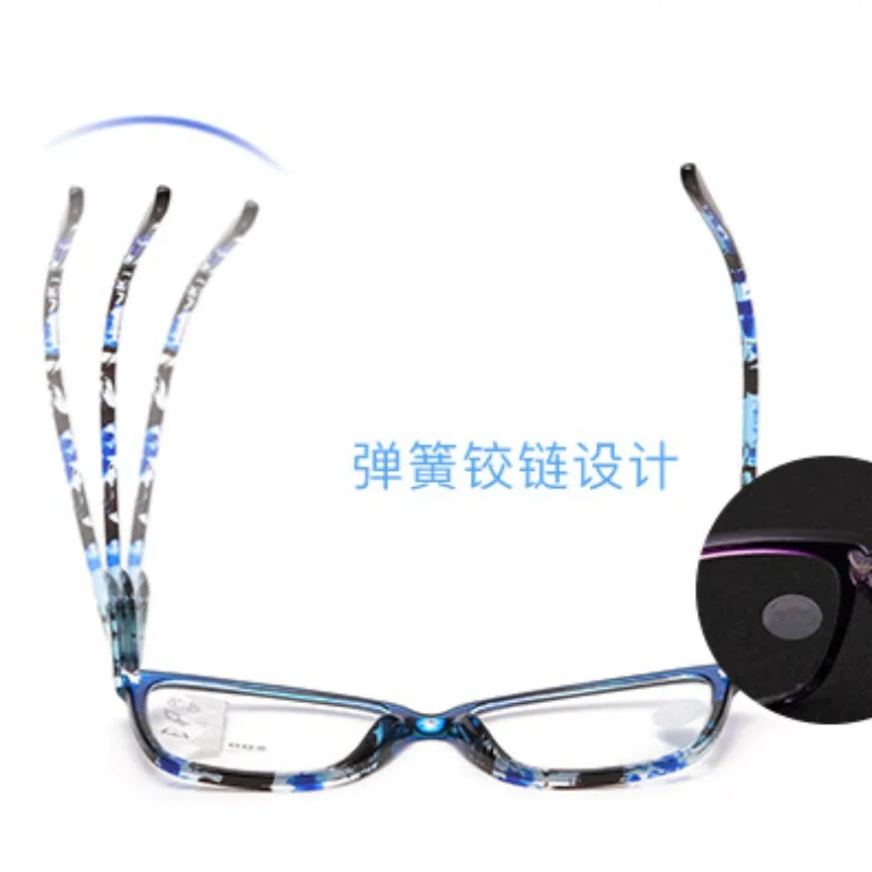 Progressive Multifocal Reading Glasses Spring Eyeglass Legs Anti Blue Light Colorful Floral Eyeglass Frame
