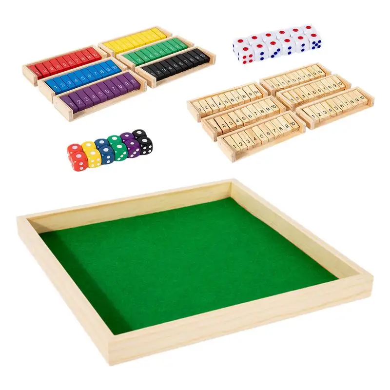 

Wood Dice Tabletop Activities Close The Box Game Portable Interactive Board Dice Game for Family Night Camping Trips Coffee