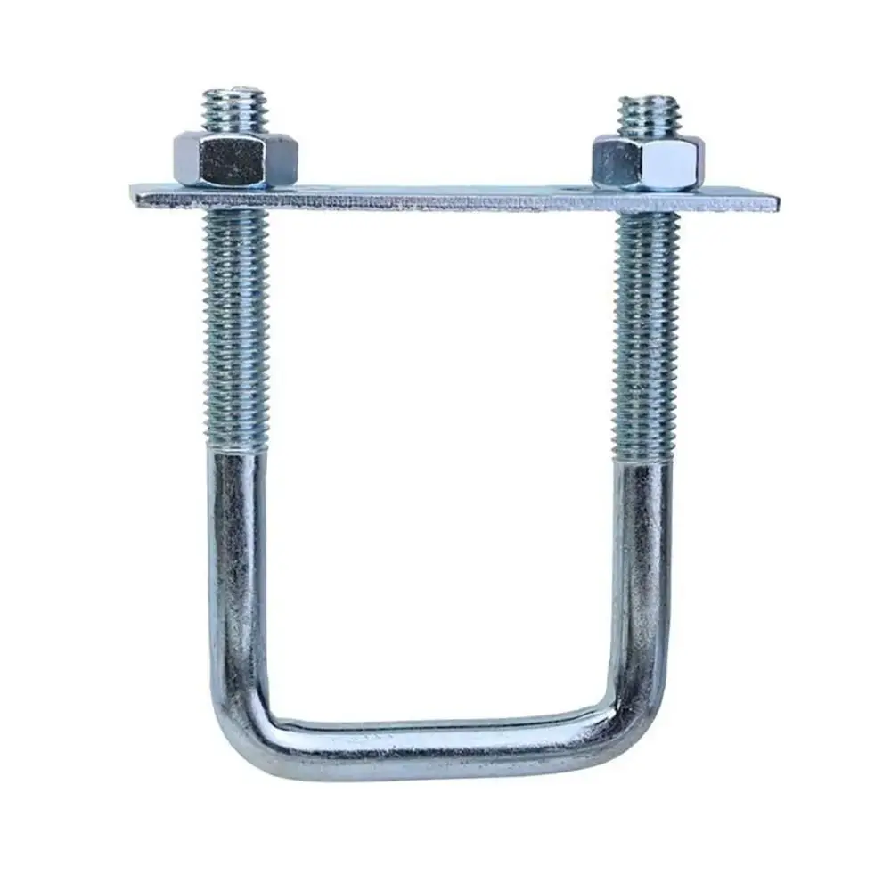1Pcs New Galvanized Q235 Carbon Steel M8 Square Tube Clamp With Baffle Screws Pipe U-clamp Square Bolt for Square Tube