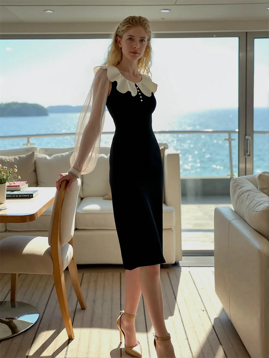 Women'S Dress Alt Flounced Edge Mid-Calf A-Line Cut-Out Cyber Daily Daisy Dance Daring Dating Day Decorate Decoration Decorative