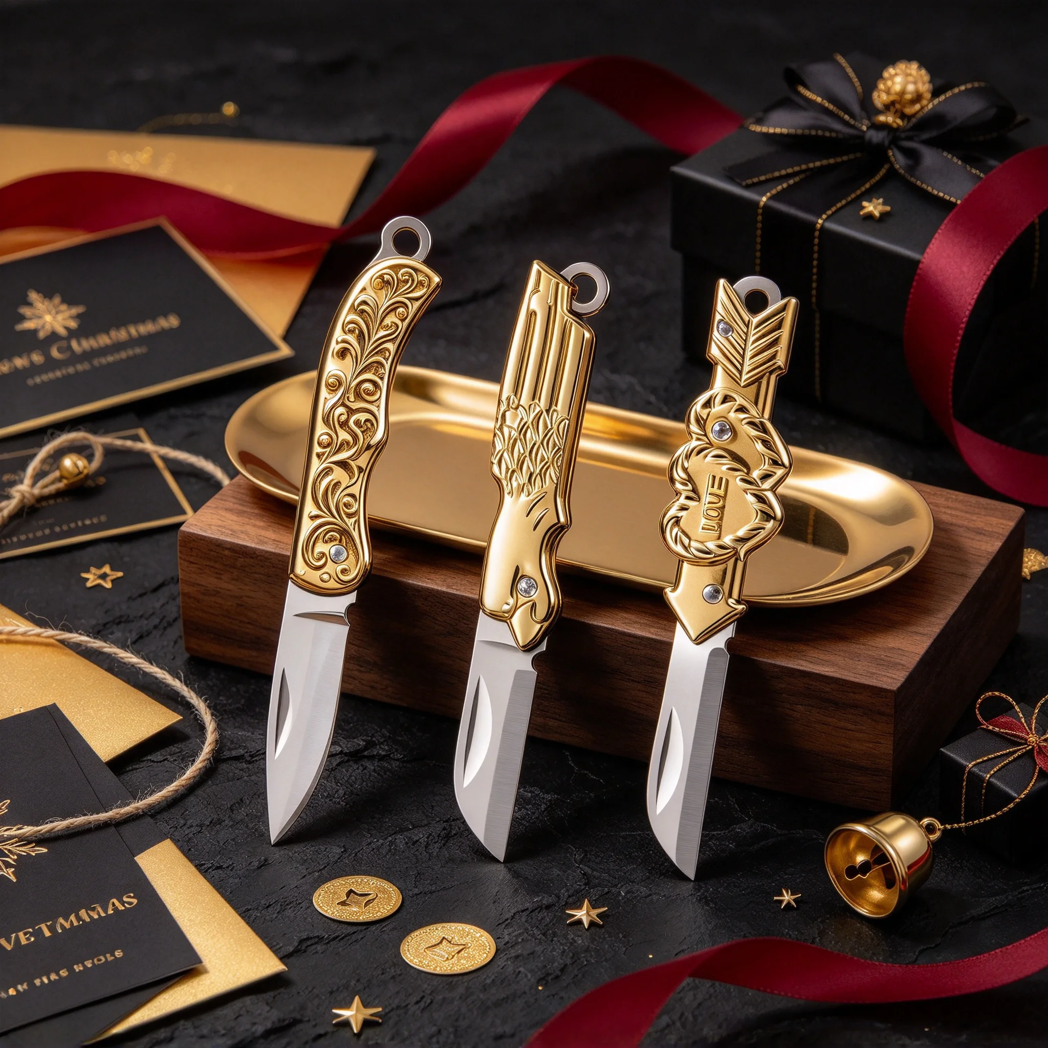 3PCS,Elegant Folding Utility Knife Vintage Handle Pocket Craft Knife Package Opening Cutter Box Opener Mini Craft Cutting Tool
