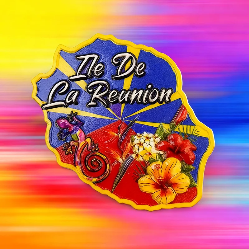 

3D magnetic fridge magnets, graffiti flowers, Réunion, French travel souvenirs, kitchen decorations, fridge stickers, gifts