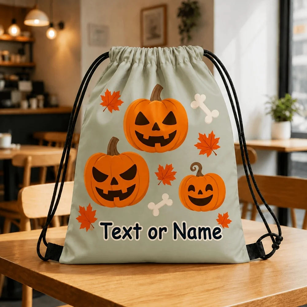 1Pc Halloween-themed Drawstring Closure Design Backpack, Horror Pumpkin Design Gift Storage Bag, Suitable for Parties and Events