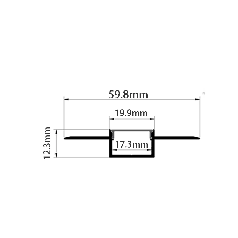 Striscia lineare a soffitto da 59,8x12,3 mm che illumina il profilo in alluminio con canale a LED in gesso