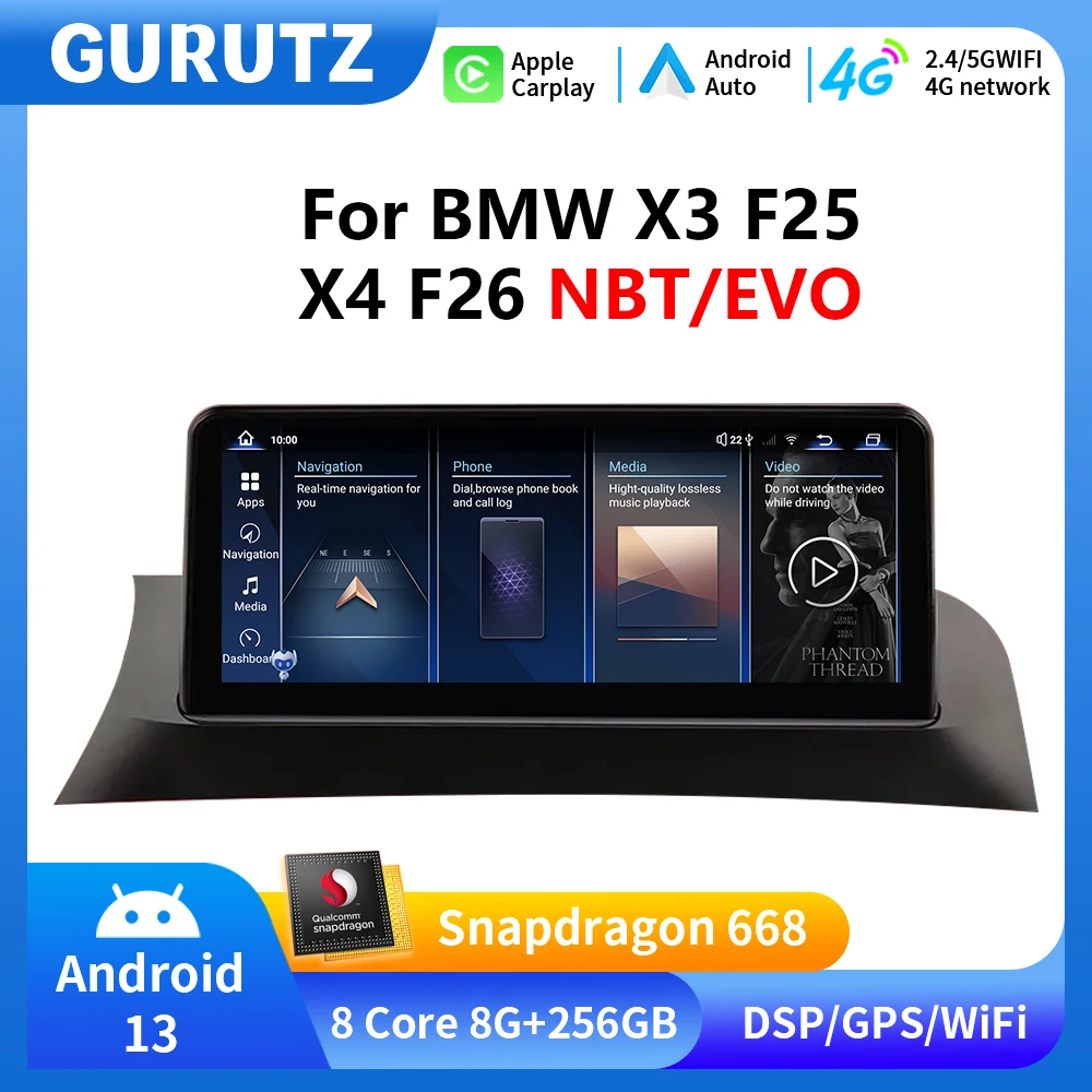 12,3 дюймовый Android 13 автомобильный беспроводной Carplay авто для BMW X3 F25 X4 F26 NBT EVO система автомобиля умный Автомобильный мультимедийный монитор