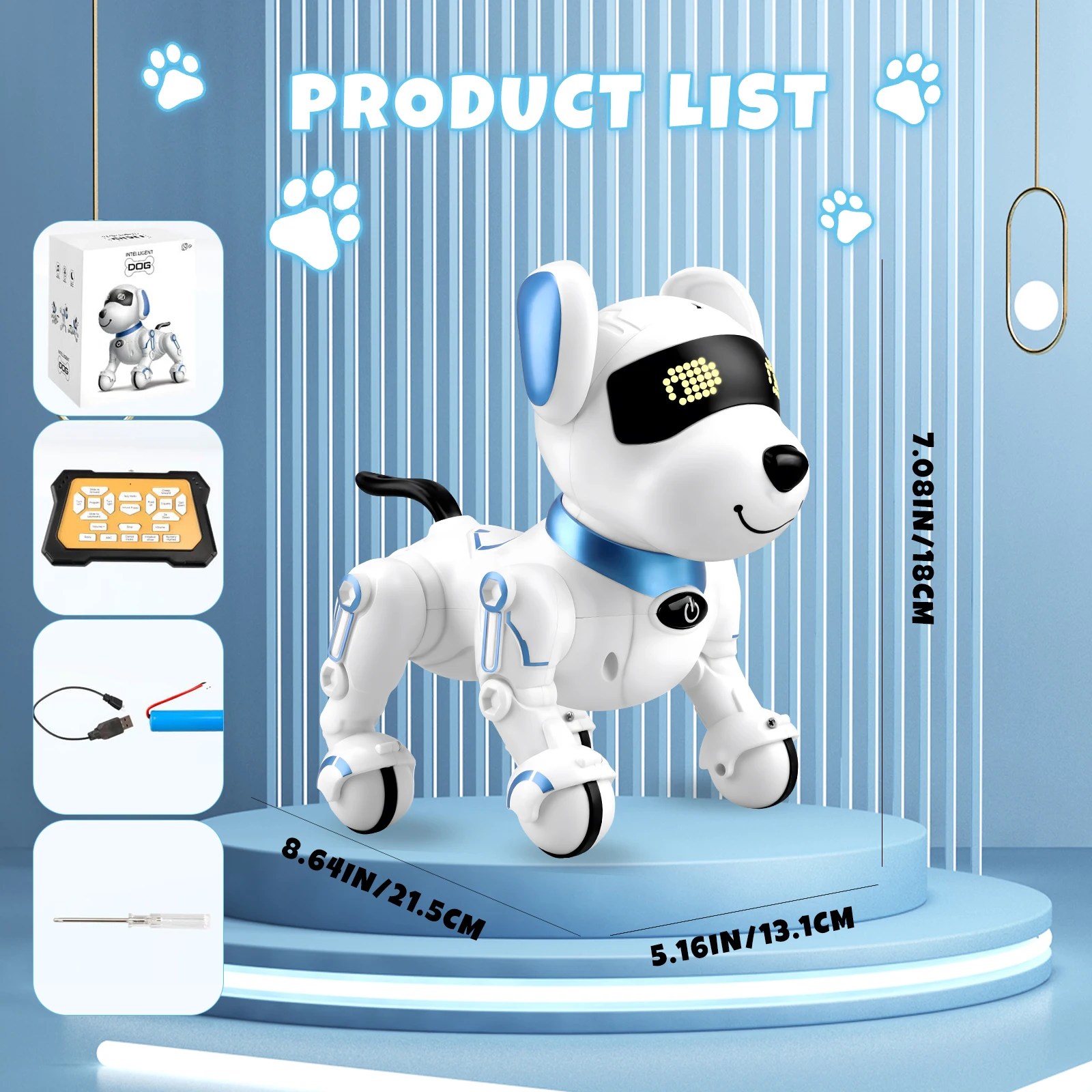 Perro robótico con Control remoto inteligente, sonido electrónico simulado, música para caminar, comando de canto, juguetes programables para niños