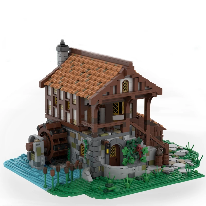 2335PCS MOC European Medieval Street View Water Mill model DIY creative ideas Child Toy Birthday Gift christmas Building Blocks