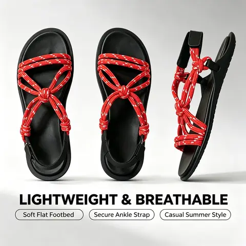 Hand-woven Summer Sandals Luxurious Women's Casual Flats Jute Beach Sandals Travel Sandals—the Perfect Holiday Gift