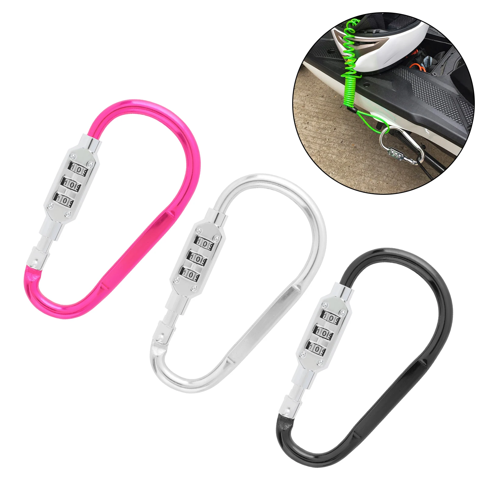 1 Piece Motorcycle Helmet Lock Aluminum Alloy 3 Digit Password Motorbike Scooter Bicycle Anti-theft Security Combination Lock