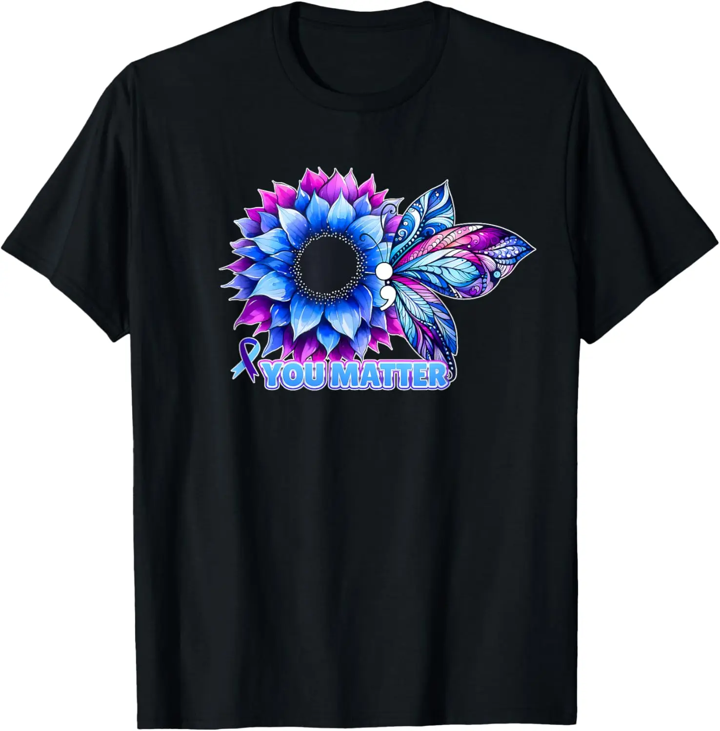 Suicide Prevention Awareness Butterfly Semicolon T-Shirt