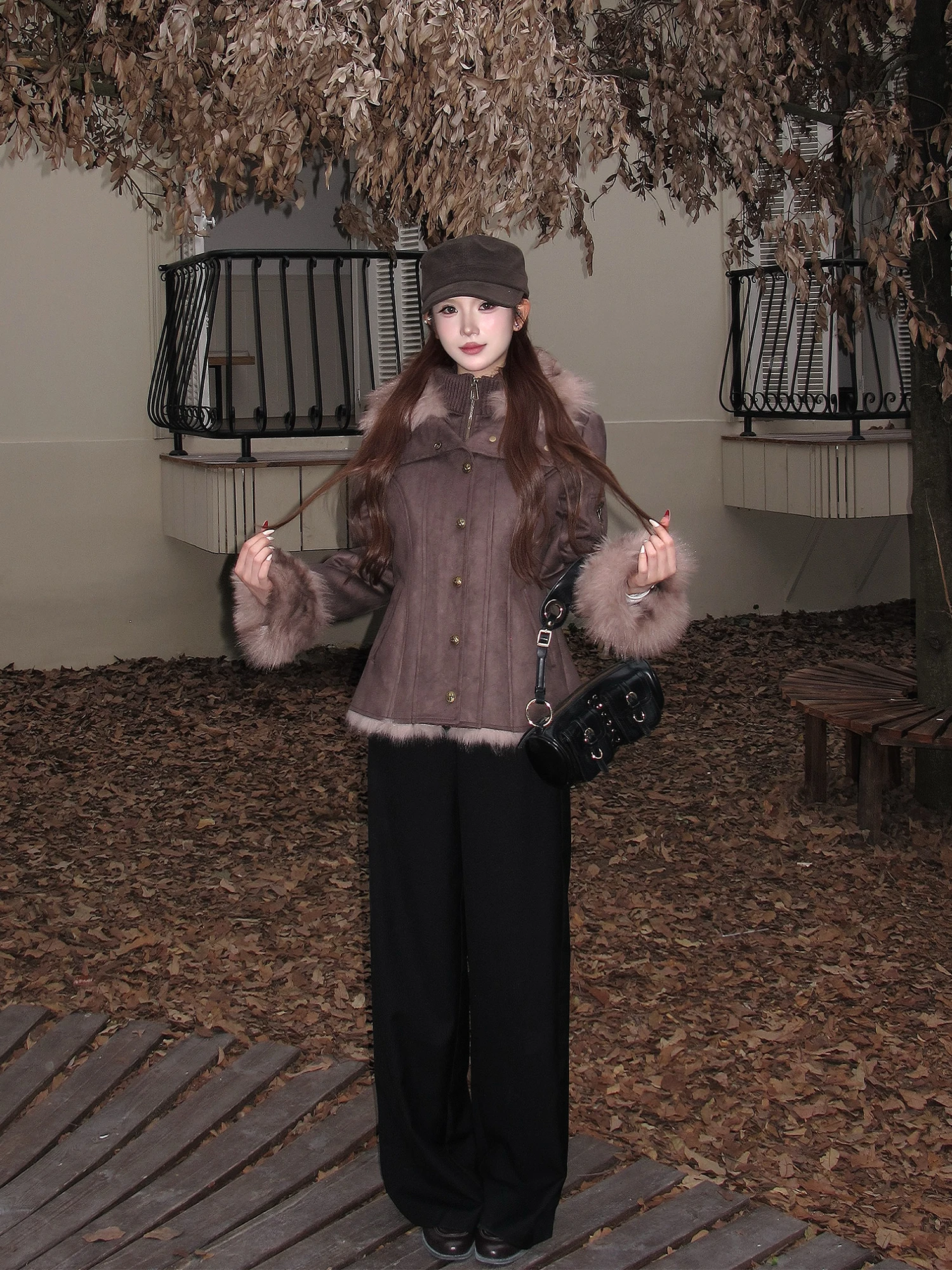 

Утепленная кожаная куртка MOXI в винтажном стиле из замши и искусственного меха, экологичная, модная, ретро, для похудения